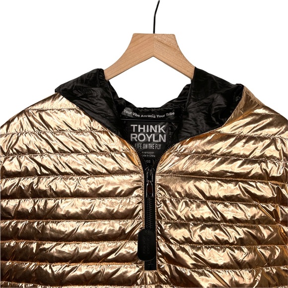THINK ROYLN Heroine Quilted Down Filled Poncho in Rose Gold Metallic - Picture 5 of 15